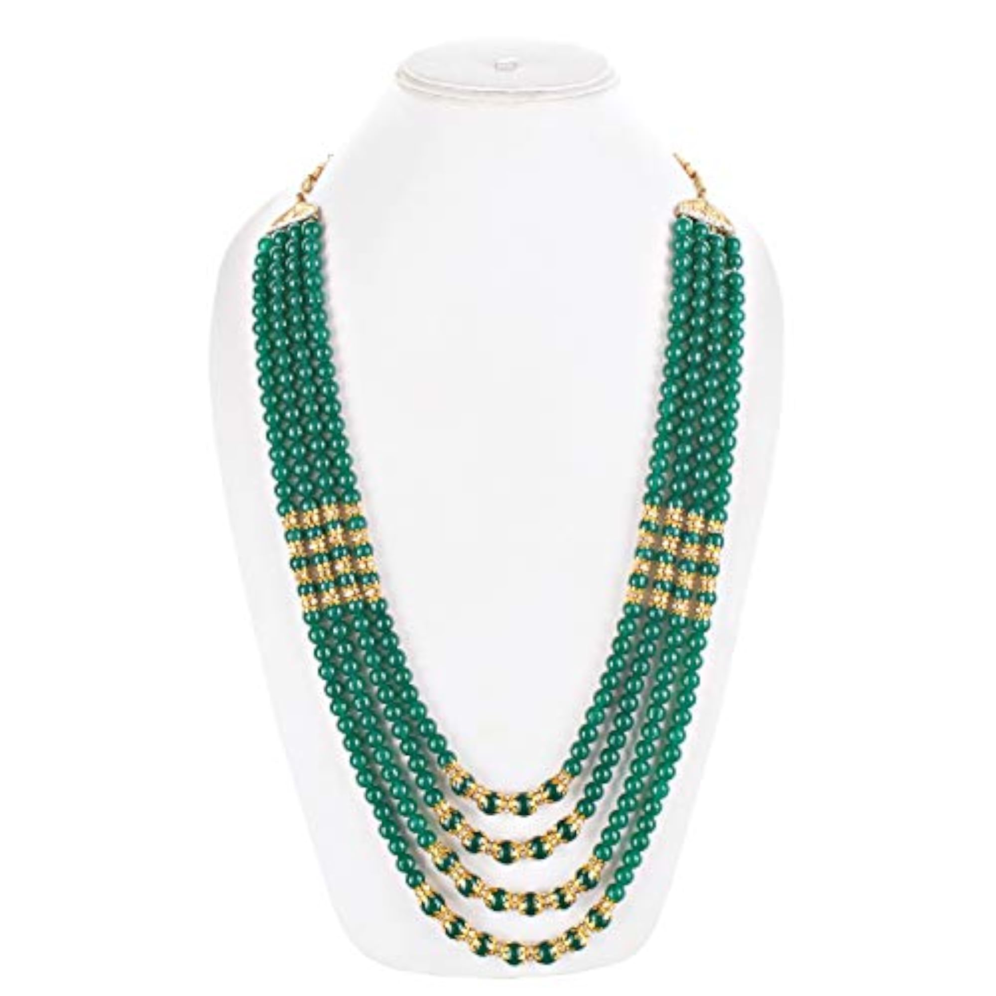 Golden Maroon Dulha Haar Layered Pearl Groom Necklace Set